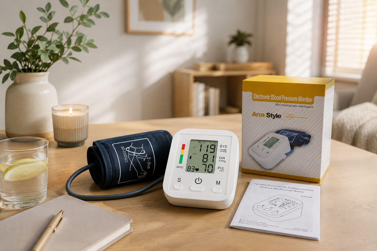 Digital Automatic Blood Pressure monitor Upper Arm BP Machine Heart Rate Machine